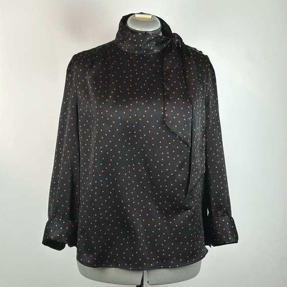 WORTHINGTON™️ Women's Size LP Black 'ADDY' High Neck Bow Blouse - Picture 3 of 15